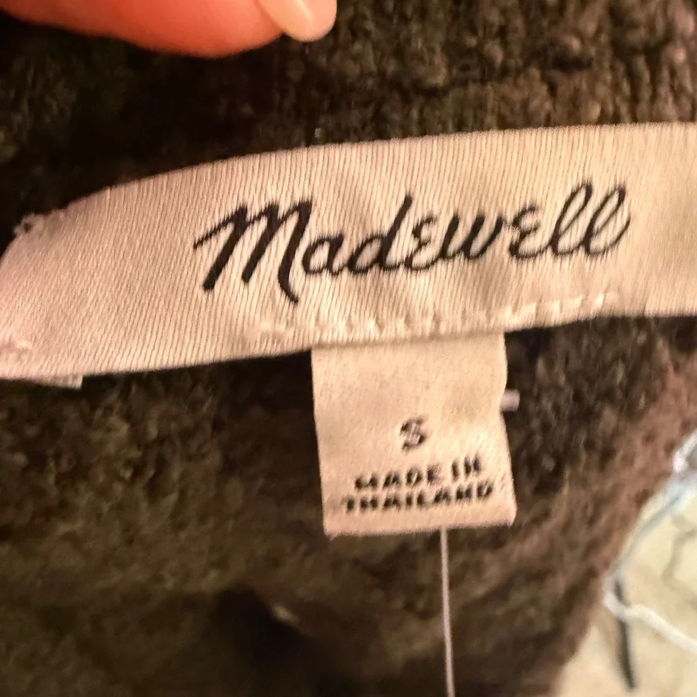 NWT Madewell Cable-Knit Zip Cardigan Womens Small Olive Green Classic Preppy